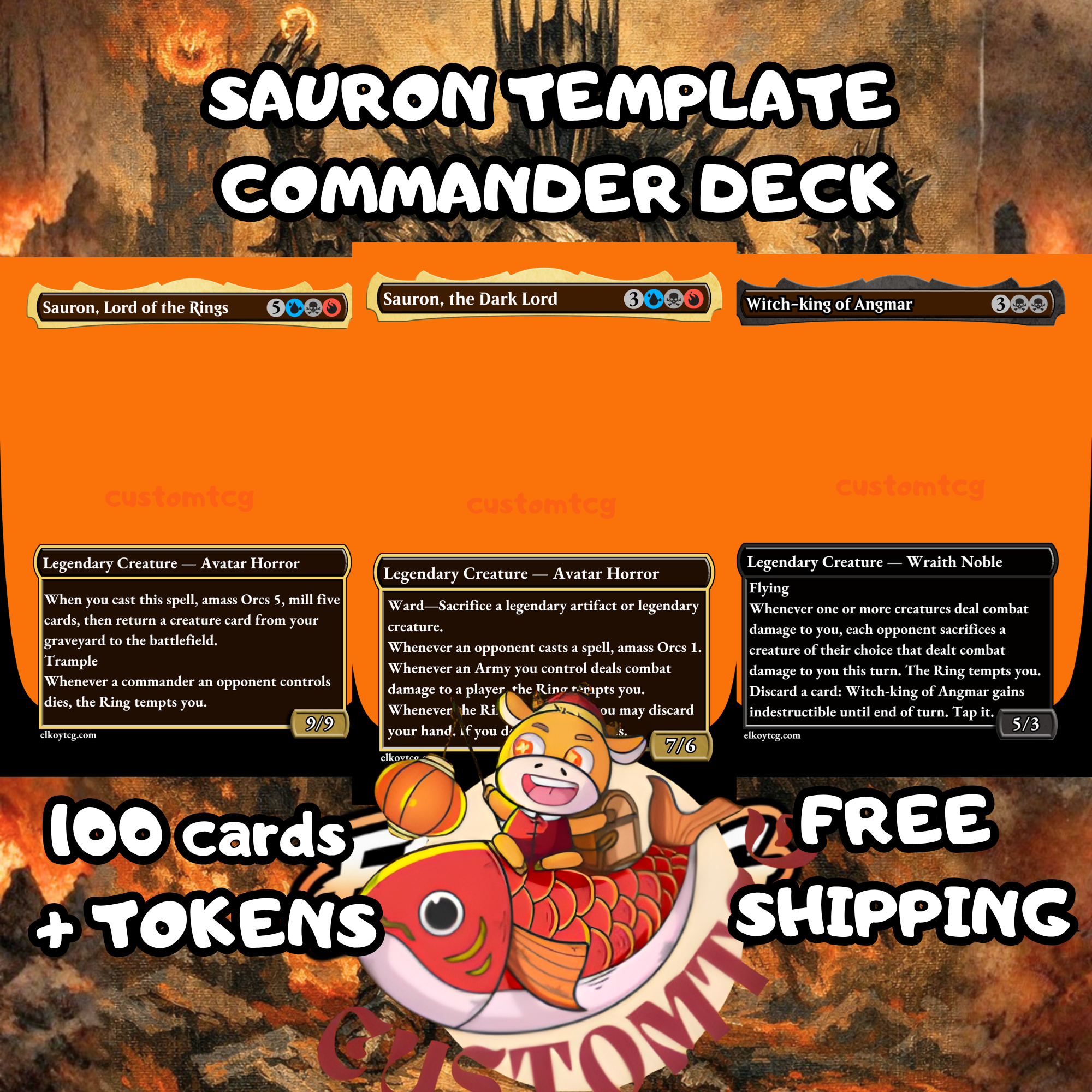 Sauron Commander Deck — Fully Editable Canva Template | Print-Ready | MTG Inspired