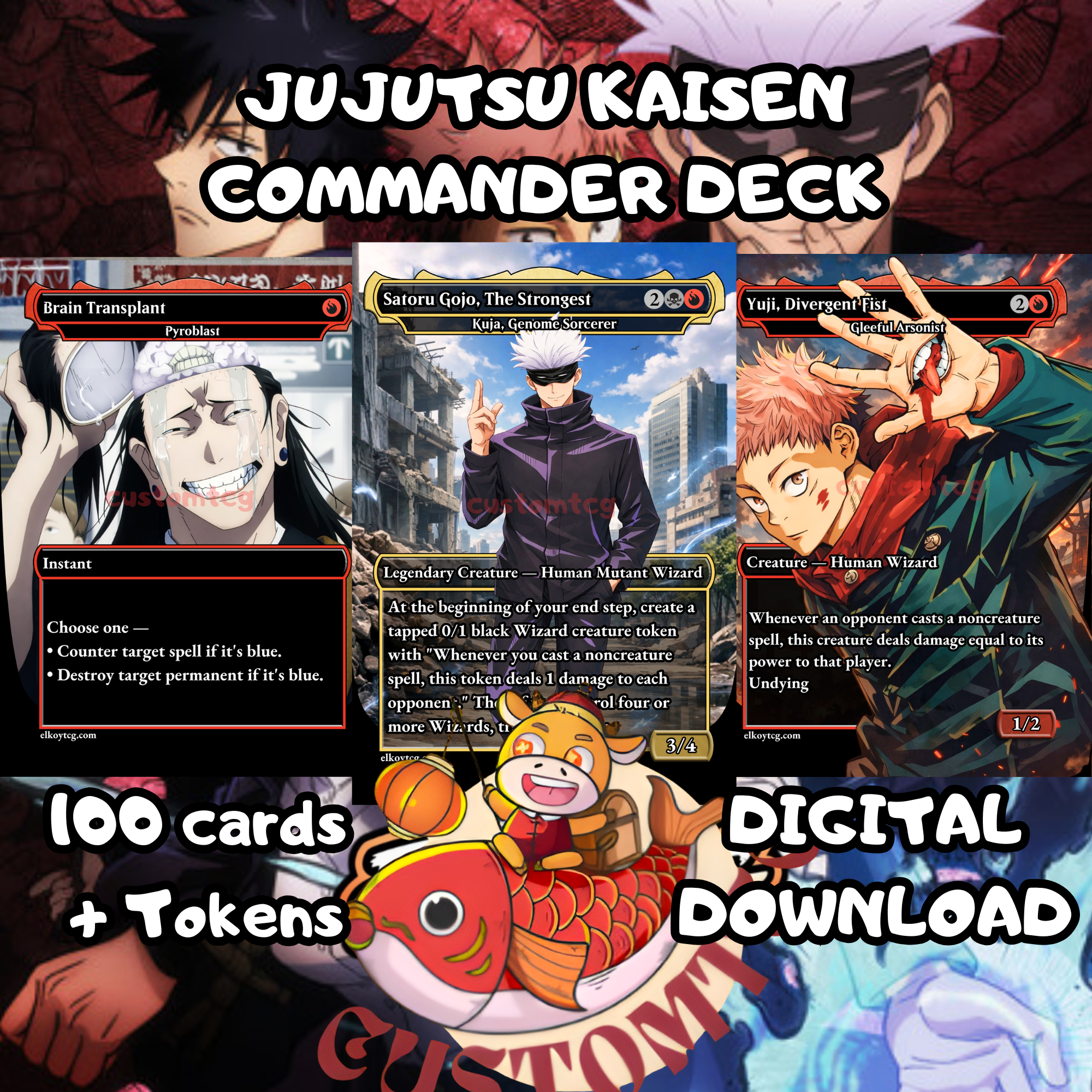 Jujutsu Kaisen Custom MTG Commander Deck (Digital Download) — 100 Cards + Tokens (PNG Files)