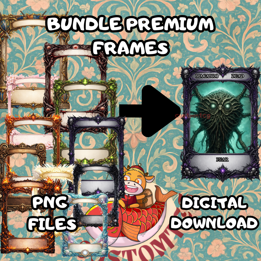Premium MTG Card Frame Bundle — 11 PNG Transparent Frames for Custom Proxy Cards | Canva & Photoshop Ready
