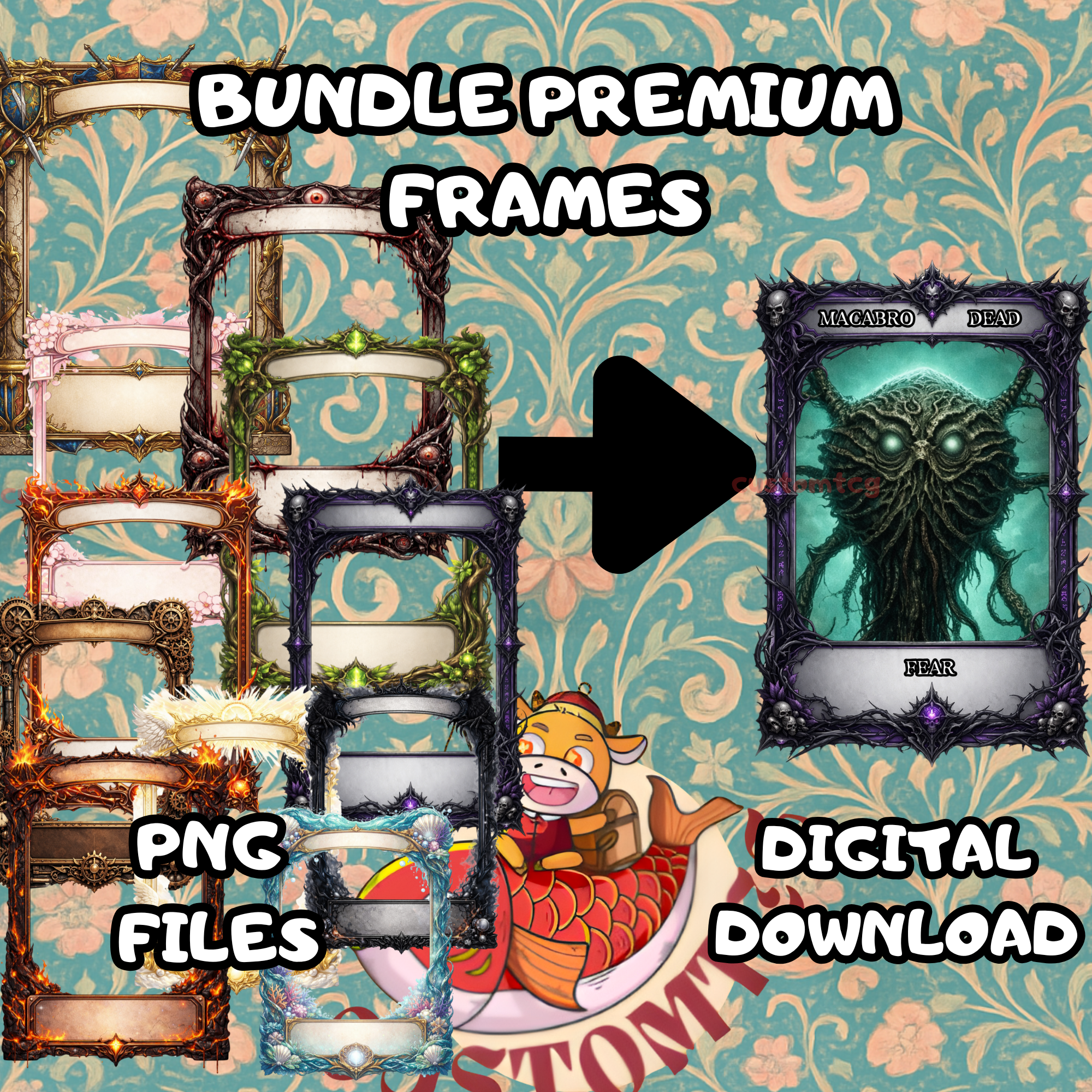 Premium MTG Card Frame Bundle — 11 PNG Transparent Frames for Custom Proxy Cards | Canva & Photoshop Ready