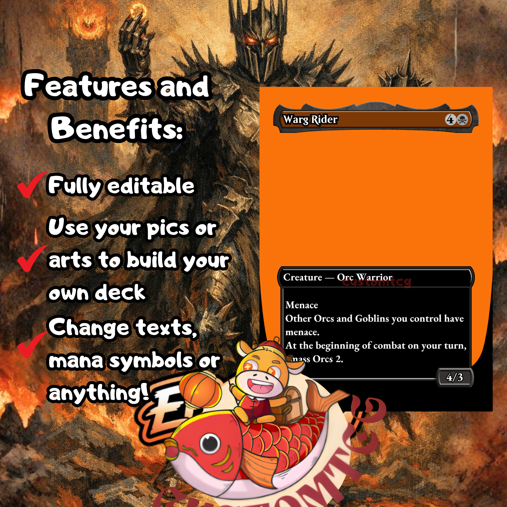 Sauron Commander Deck — Fully Editable Canva Template | Print-Ready | MTG Inspired