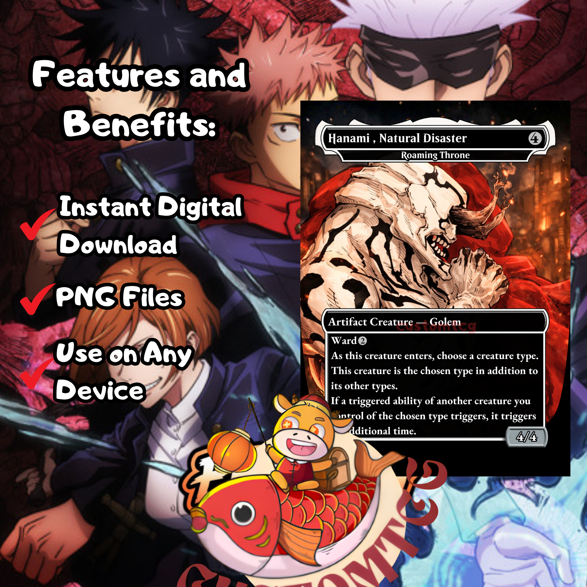 Jujutsu Kaisen Custom MTG Commander Deck (Digital Download) 100 Cards + Tokens (PNG Files) Jujutsu Kaisen Custom MTG Commander Deck (Digital Download) 100 Cards + Tokens (PNG Files)