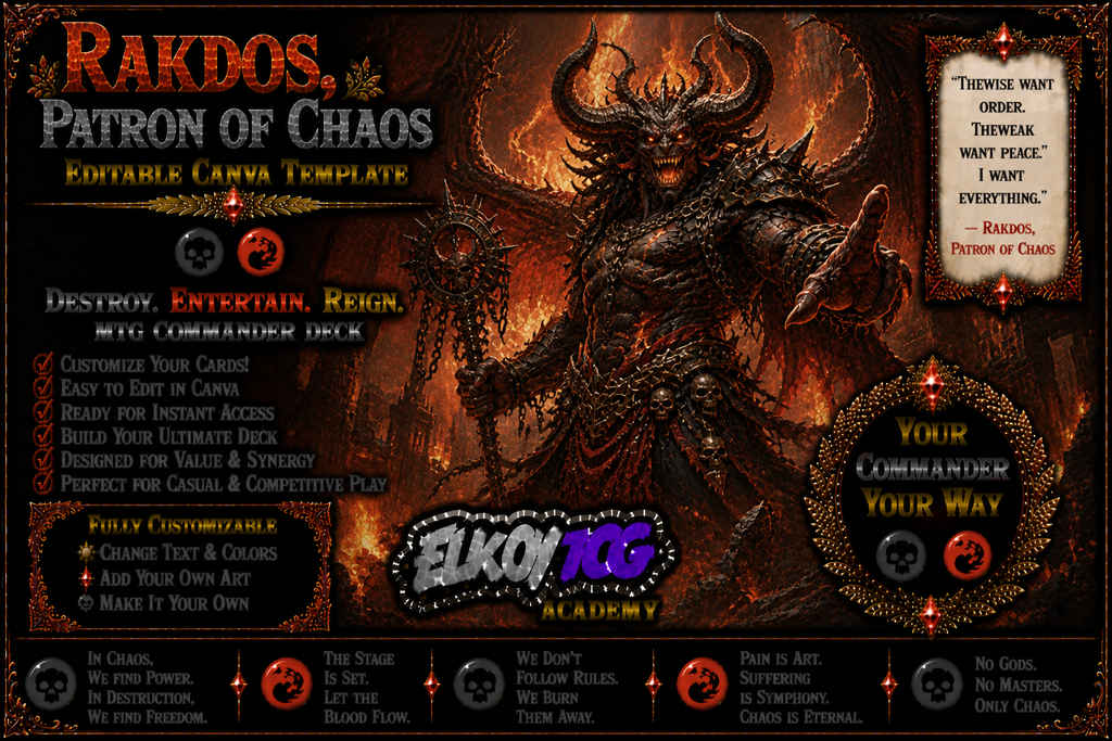 Rakdos, Patron of Chaos - Editable Canva Template - MTG Commander Deck