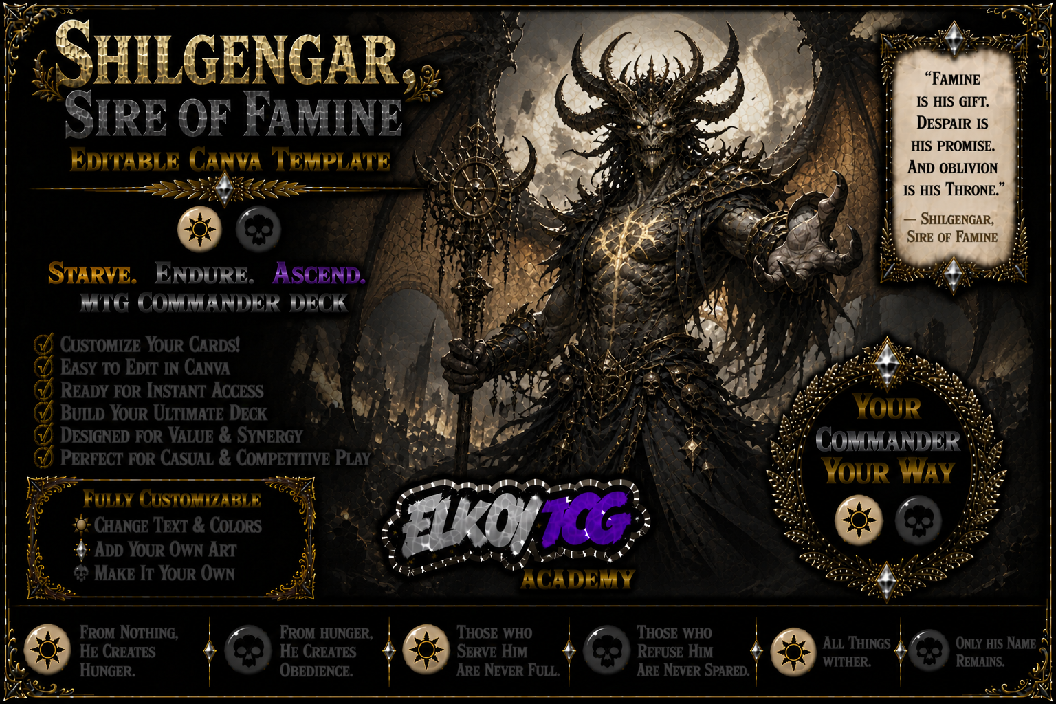 Shilgengar, Sire of Famine - Editable Canva Template - MTG Commander Deck