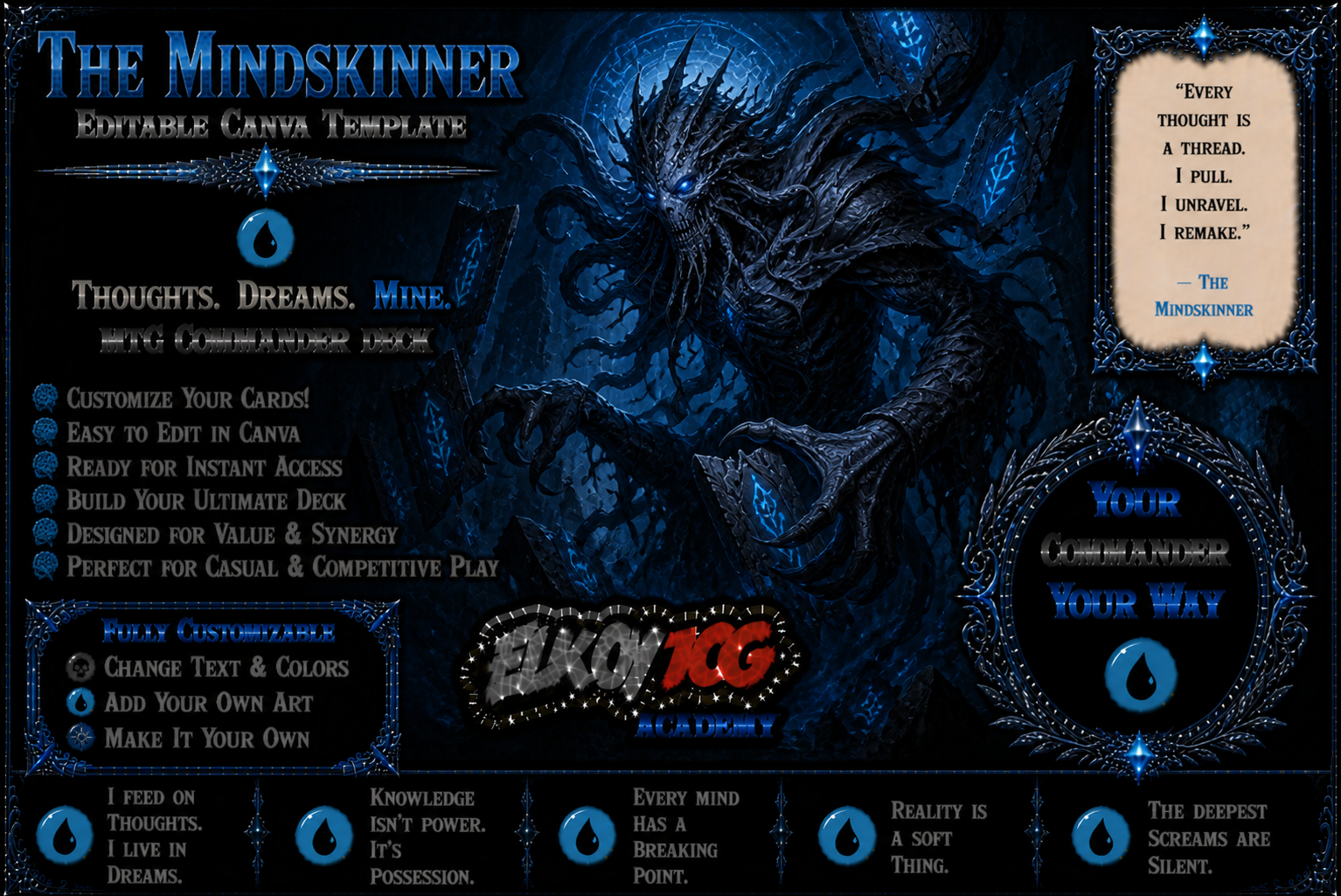 The Mindskinner - Editable Canva Template - MTG Commander Deck