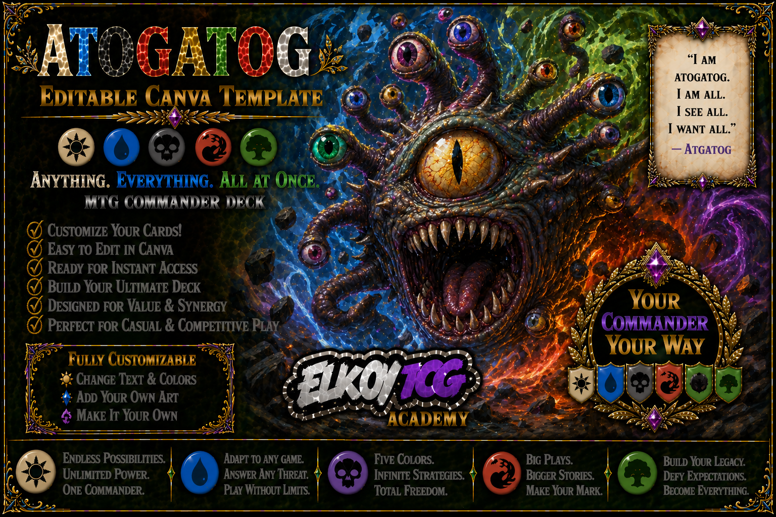 Atogatog - Editable Canva Template - MTG Commander Deck
