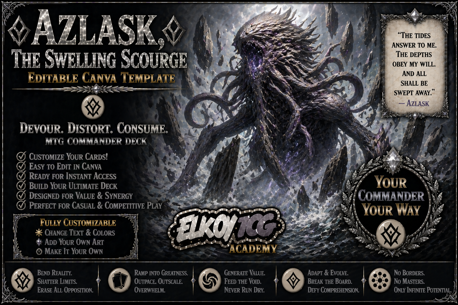 Azlask, the Swelling Scourge - Editable Canva Template - MTG Commander Deck