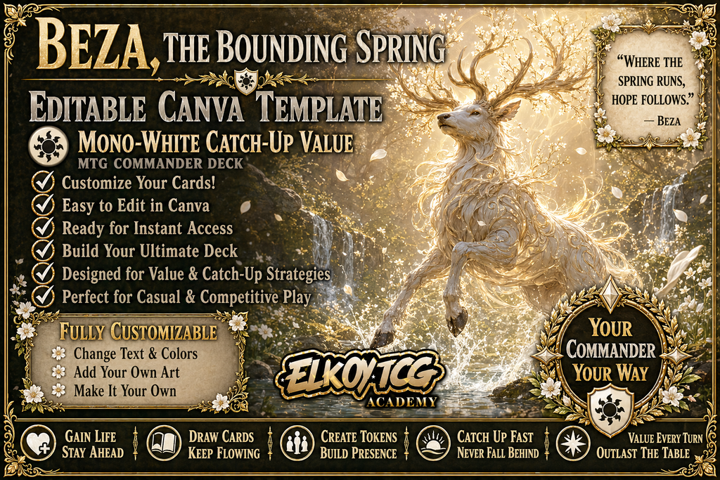 Beza, the Bounding Spring - Editable Canva Template - MTG Commander Deck