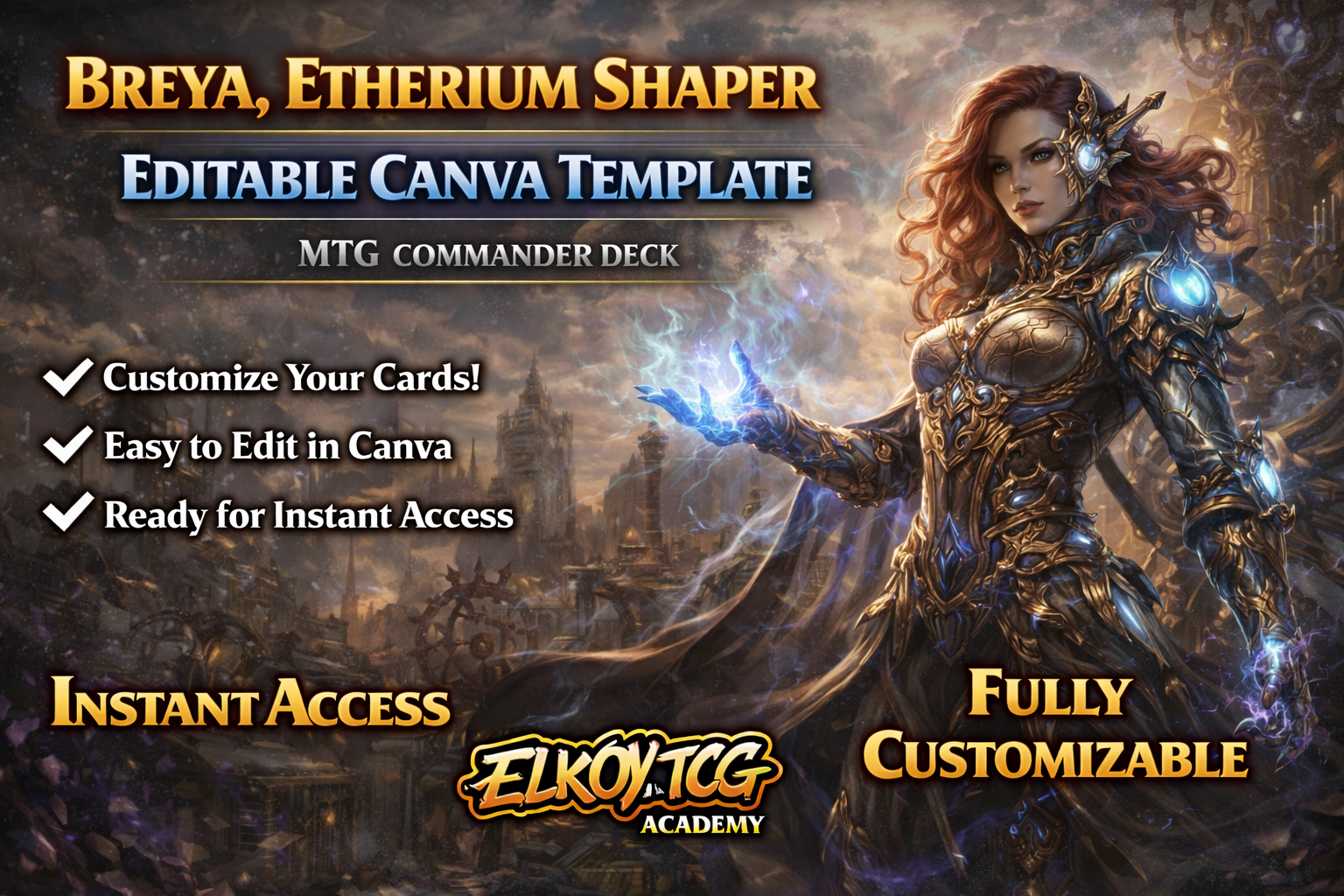 Breya, Etherium Shaper - Editable Canva Template - MTG Commander Deck