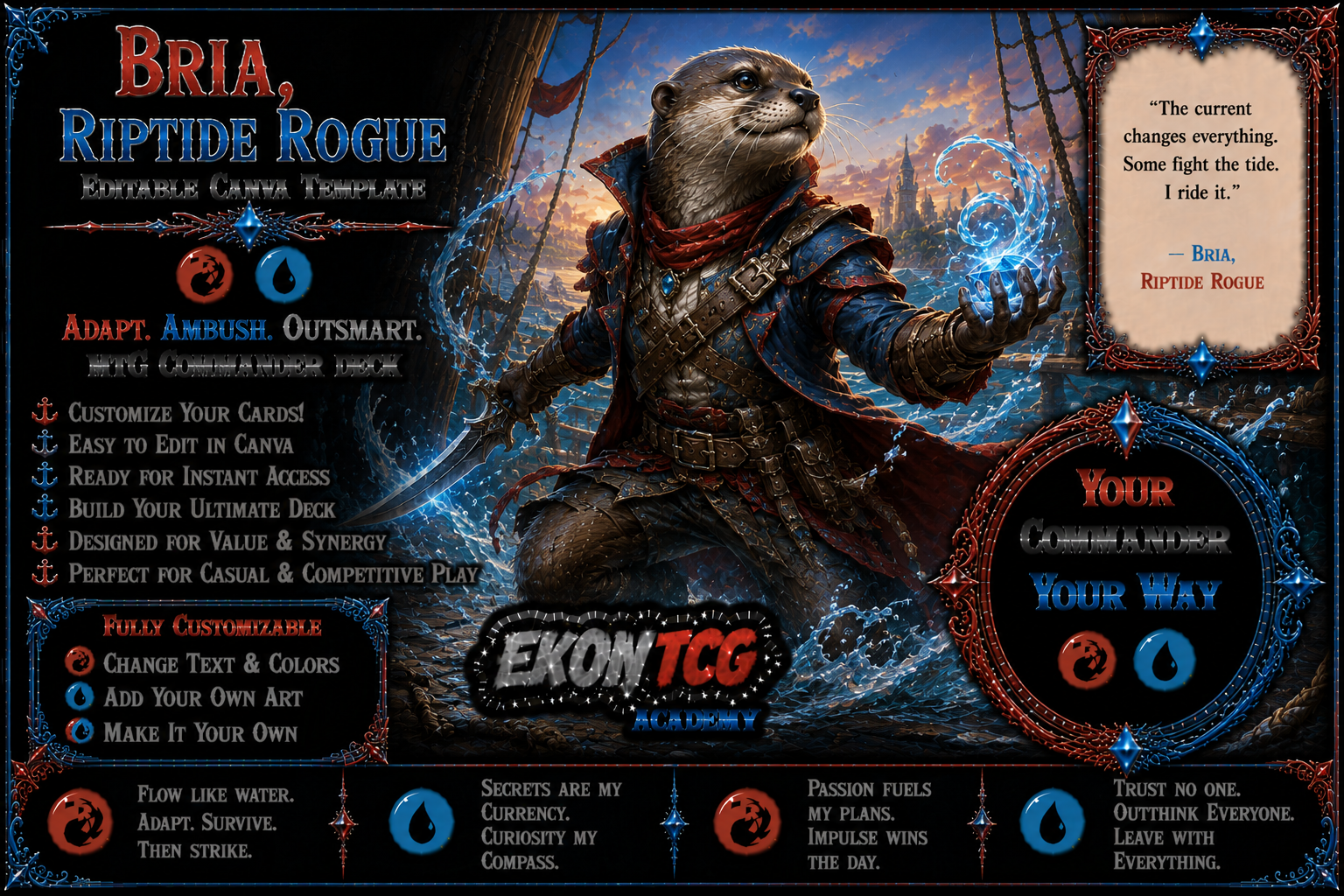 Bria, Riptide Rogue - Editable Canva Template - MTG Commander Deck