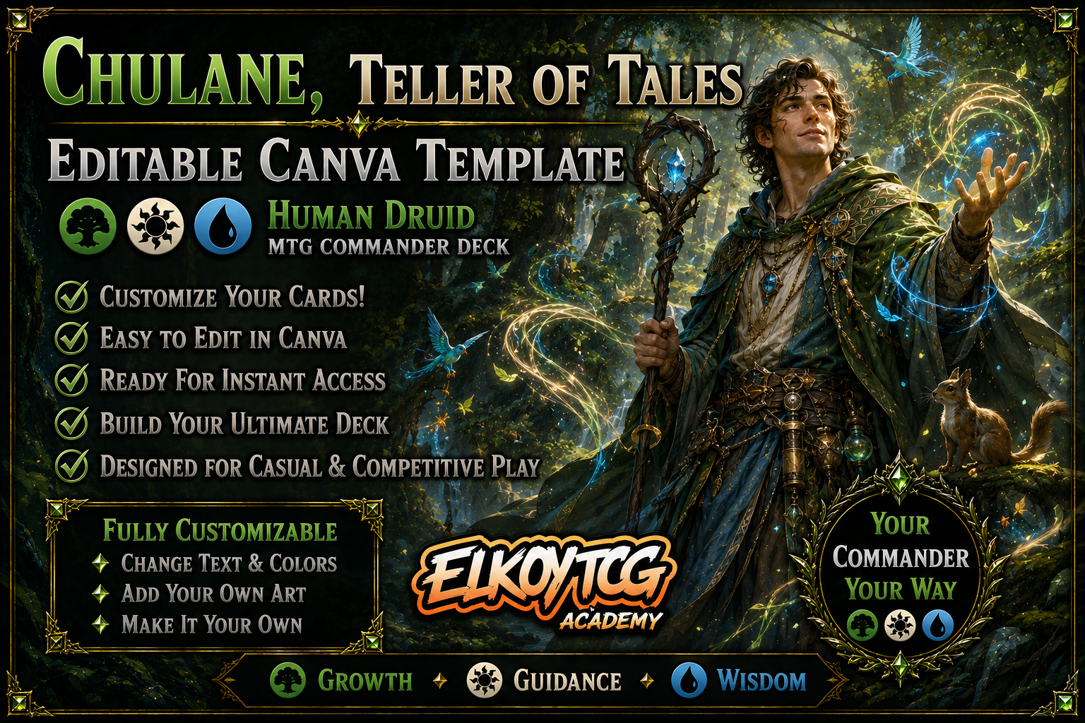 Chulane, Teller of Tales - Editable Canva Template - MTG Commander Deck
