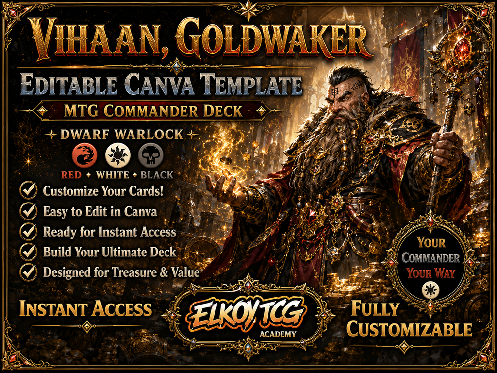 Vihaan, Goldwaker - Editable Canva Template - MTG Commander Deck