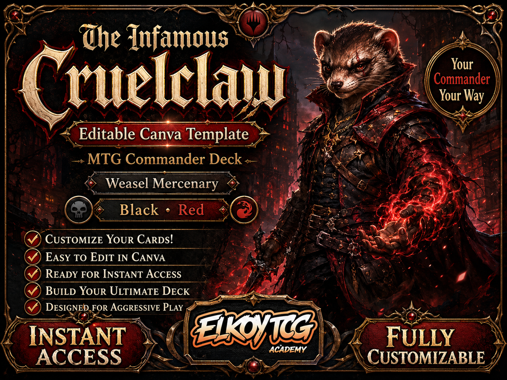 The Infamous Cruelclaw - Editable Canva Template - MTG Commander Deck