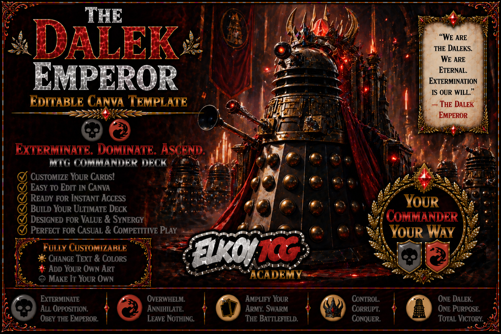 The Dalek Emperor - Editable Canva Template - MTG Commander Deck