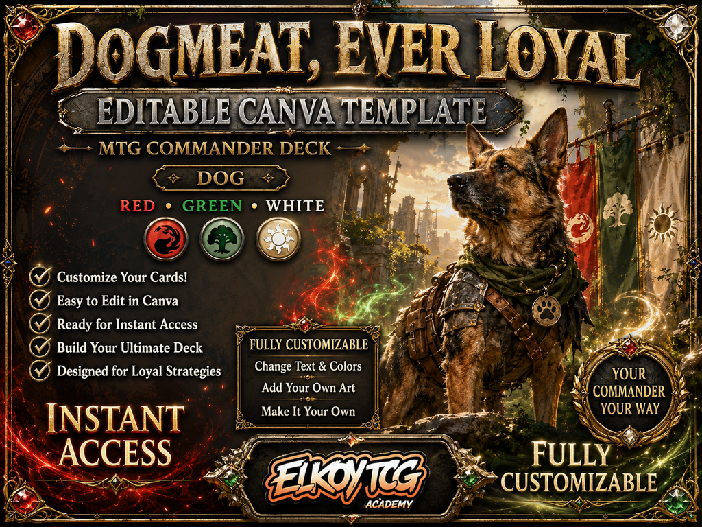Dogmeat, Ever Loyal - Editable Canva Template - MTG Commander Deck