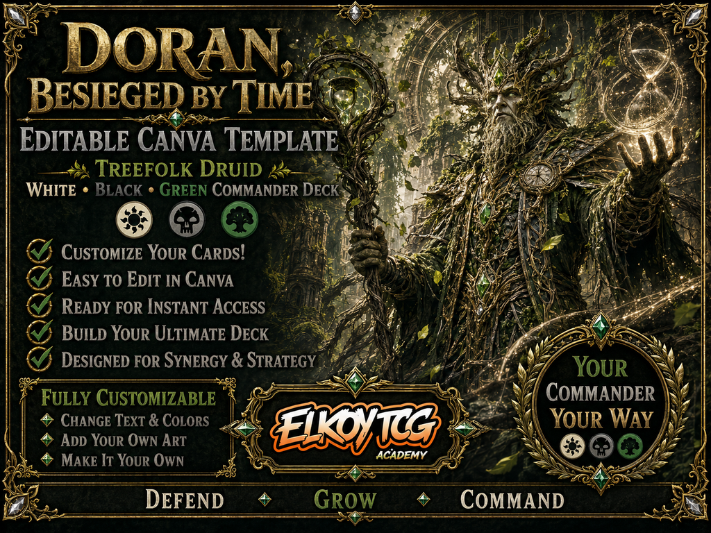 Doran, Besieged by Time - Editable Canva Template - MTG Commander Deck