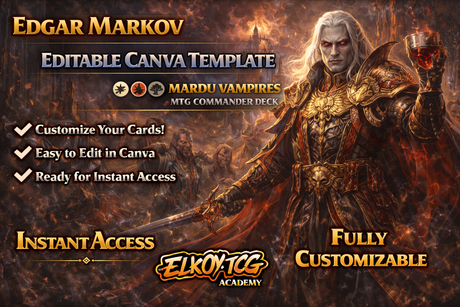 Edgar Markov Canva Template — Mardu Vampires MTG Commander Deck