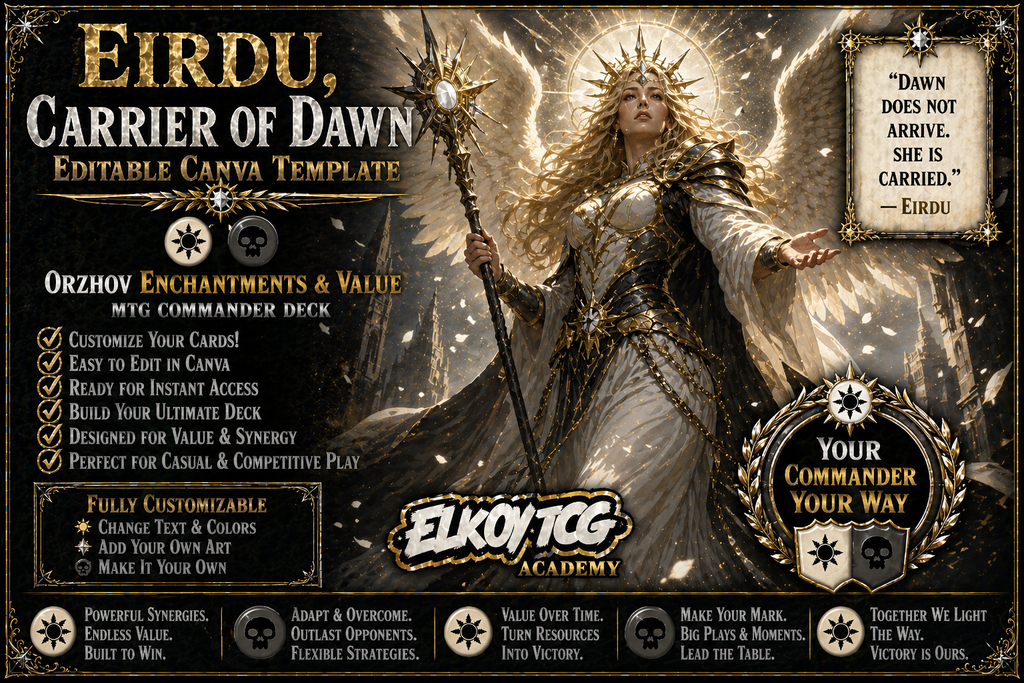 Eirdu, Carrier of Dawn - Editable Canva Template - MTG Commander Deck