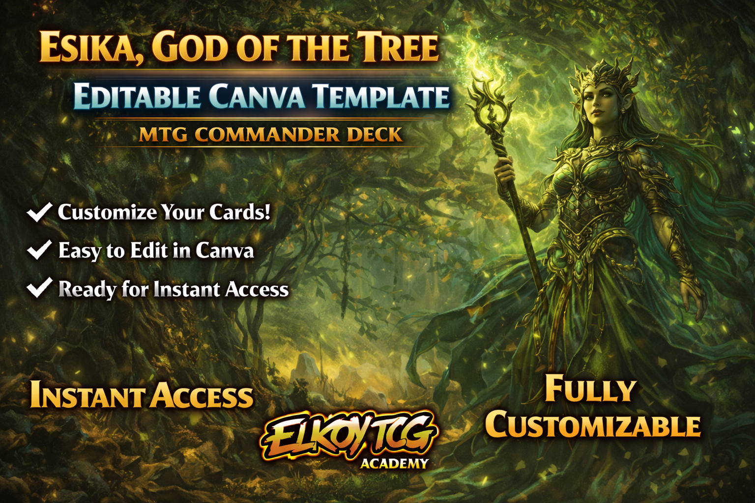 Esika, God of the Tree - Editable Canva Template - MTG Commander Deck