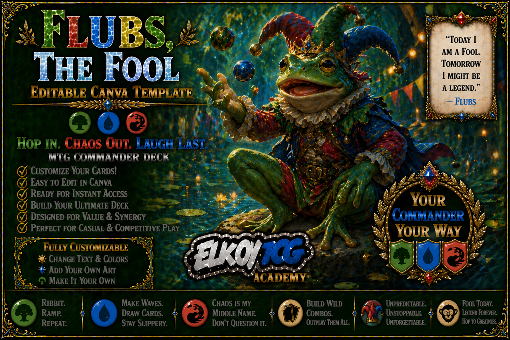 Flubs, the Fool - Editable Canva Template - MTG Commander Deck