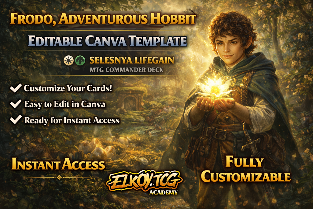 Frodo, Adventurous Hobbit Canva Template — Selesnya Lifegain MTG Commander Deck