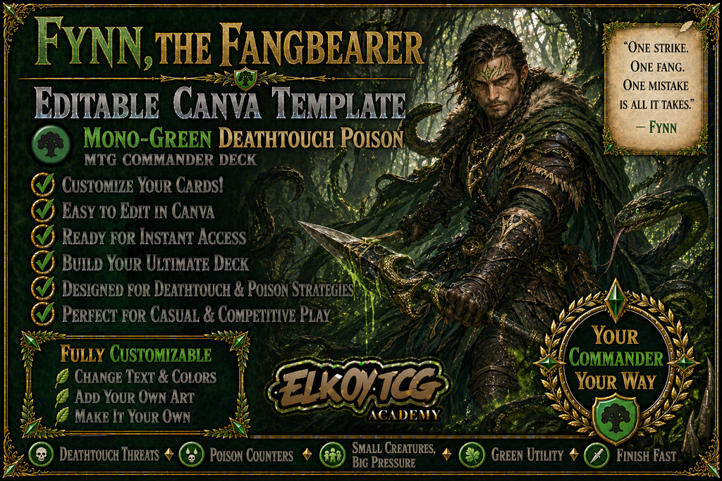 Fynn, the Fangbearer - Editable Canva Template - MTG Commander Deck