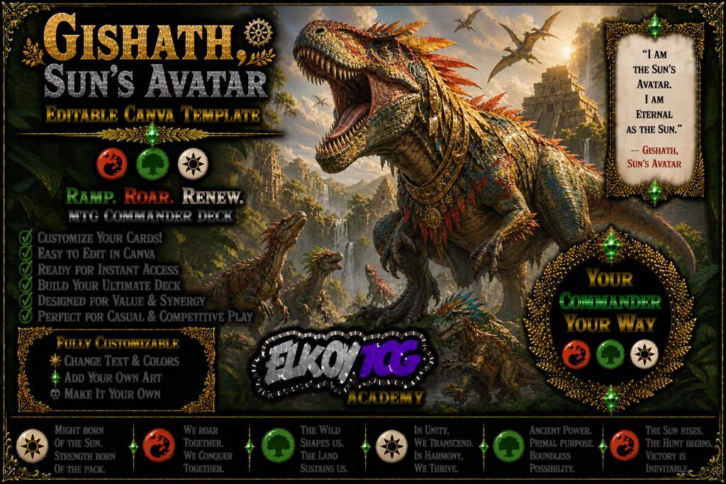 Gishath, Sun's Avatar - Editable Canva Template - MTG Commander Deck