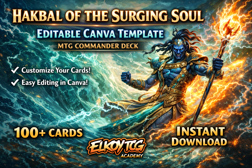 Hakbal of the Surging Soul - Editable Canva Template - MTG Commander Deck