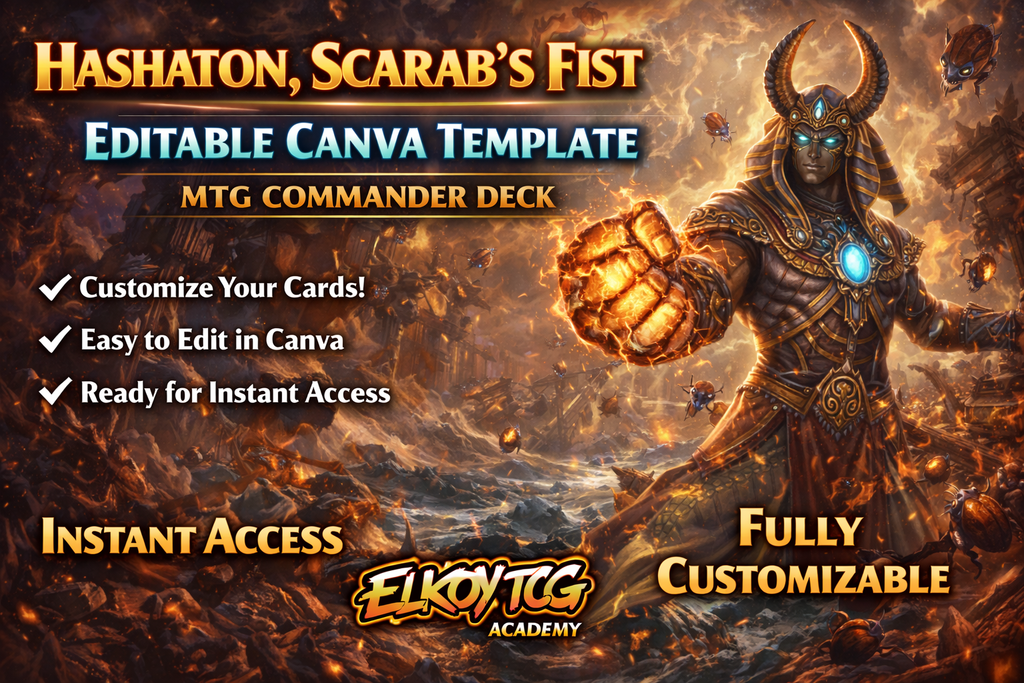 Hashaton, Scarab's Fist - Editable Canva Template - MTG Commander Deck