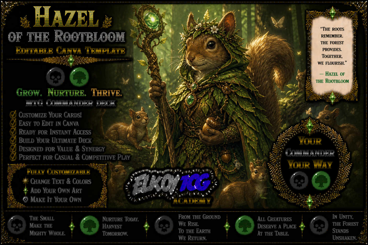 Hazel of the Rootbloom - Editable Canva Template - MTG Commander Deck
