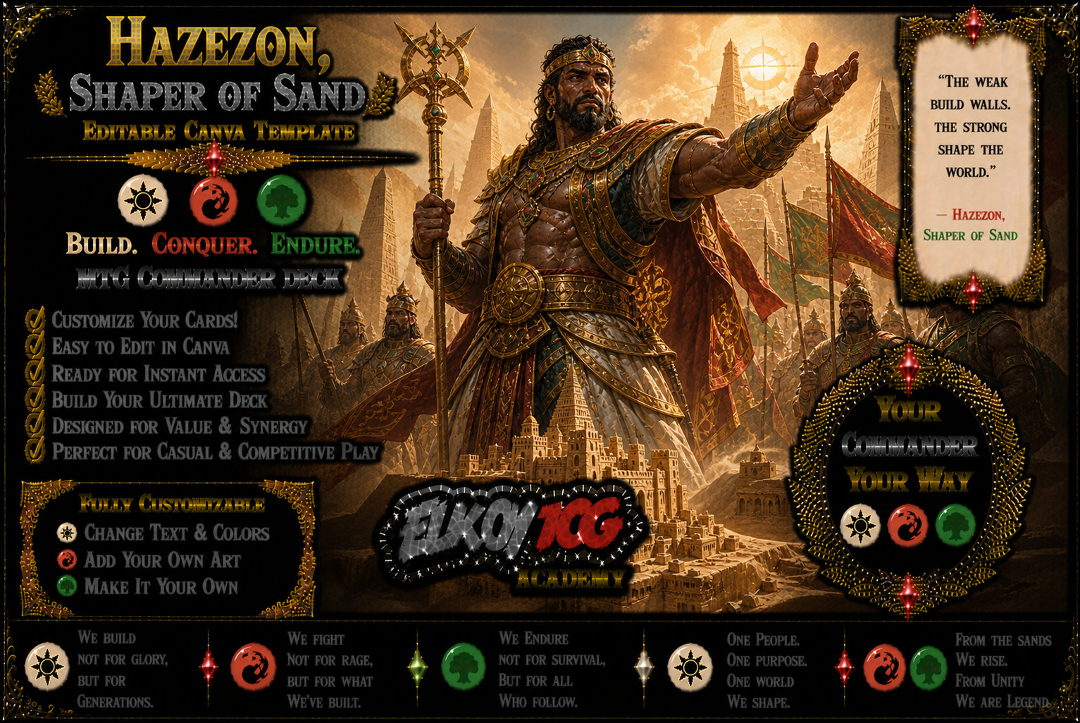 Hazezon, Shaper of Sand - Editable Canva Template - MTG Commander Deck