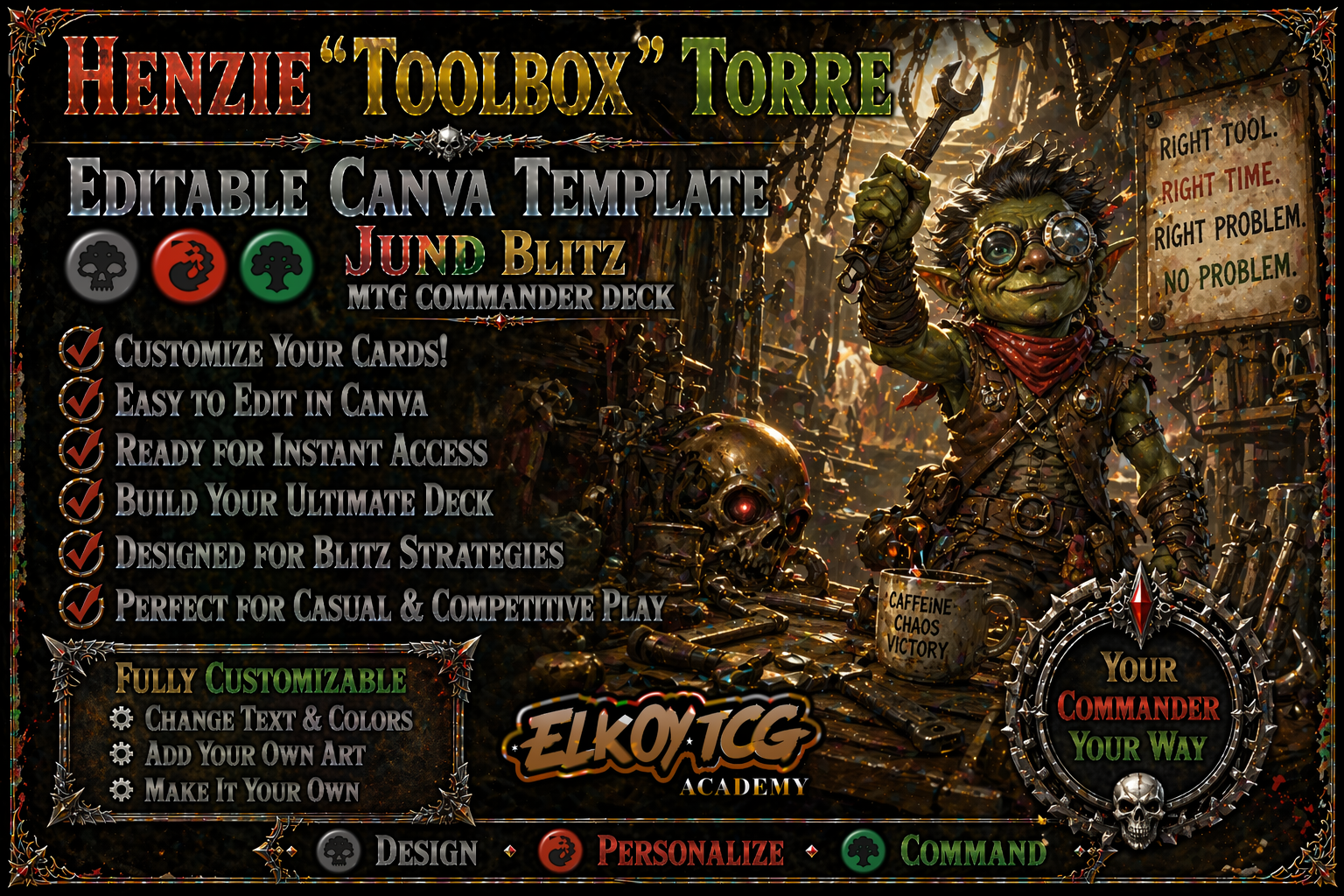Henzie "Toolbox" Torre Canva Template — Jund Blitz MTG Commander Deck