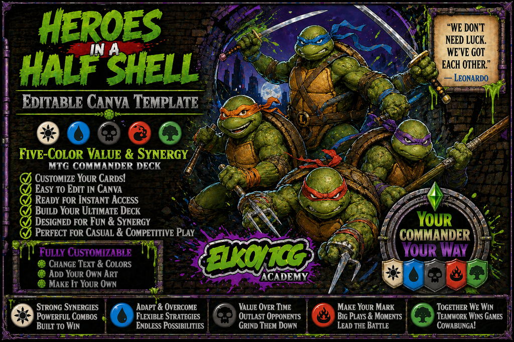 Heroes in a Half Shell - Editable Canva Template - MTG Commander Deck