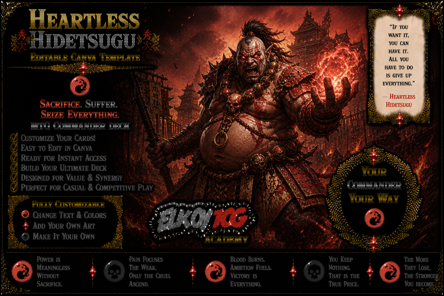 Heartless Hidetsugu - Editable Canva Template - MTG Commander Deck