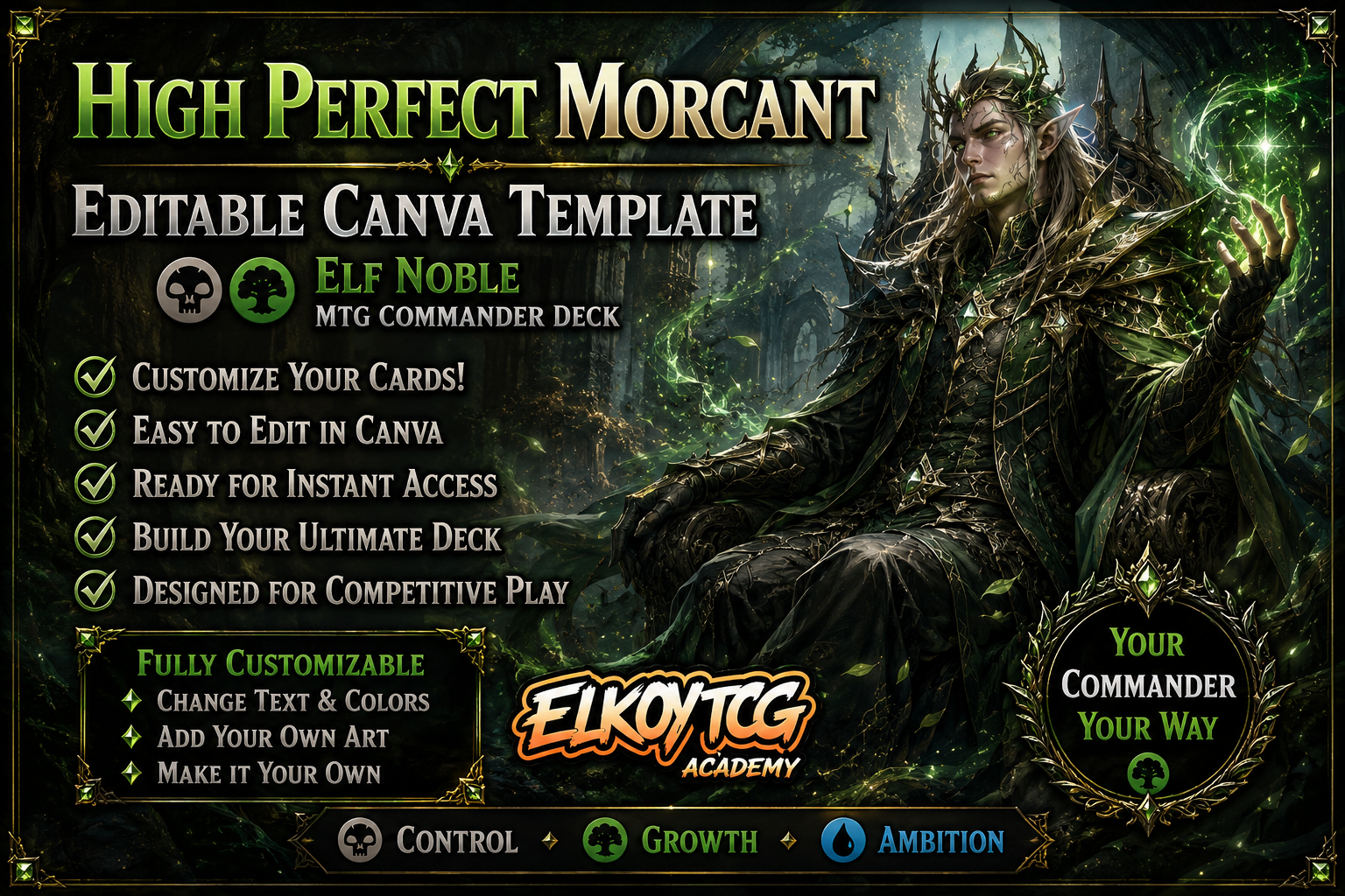 High Perfect Morcant - Editable Canva Template - MTG Commander Deck