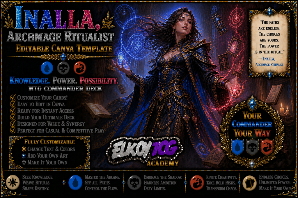 Inalla, Archmage Ritualist - Editable Canva Template - MTG Commander Deck