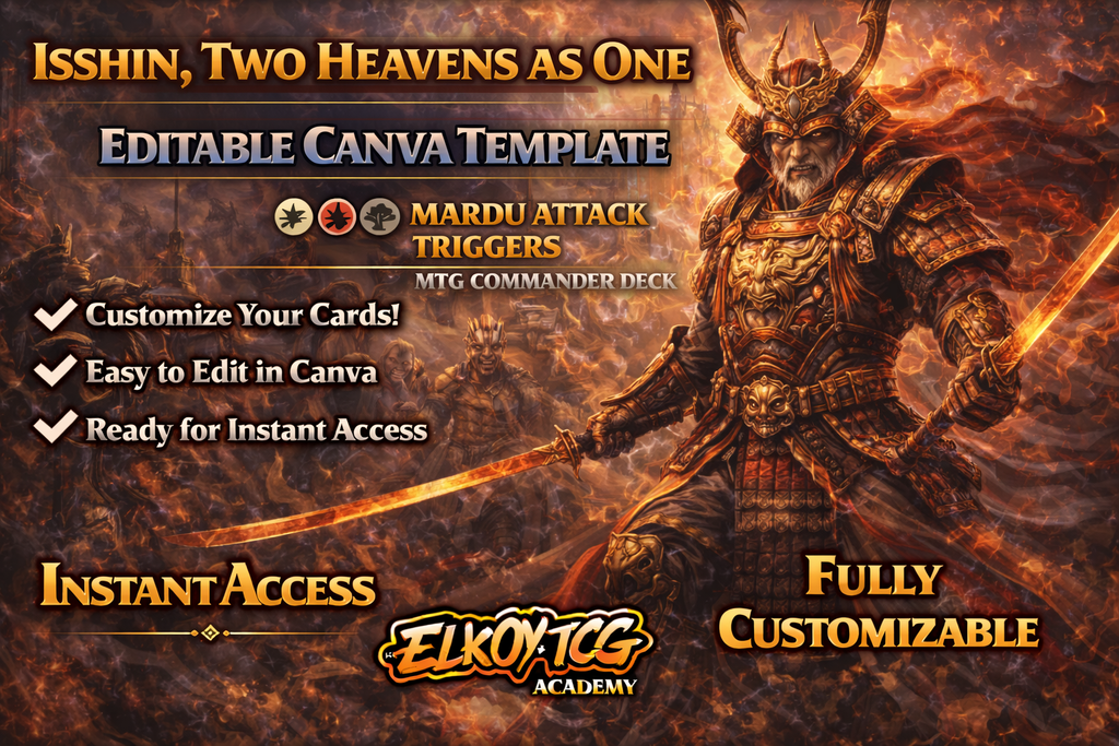 Isshin, Two Heavens as One Canva Template — Mardu Attack Triggers MTG Commander Deck
