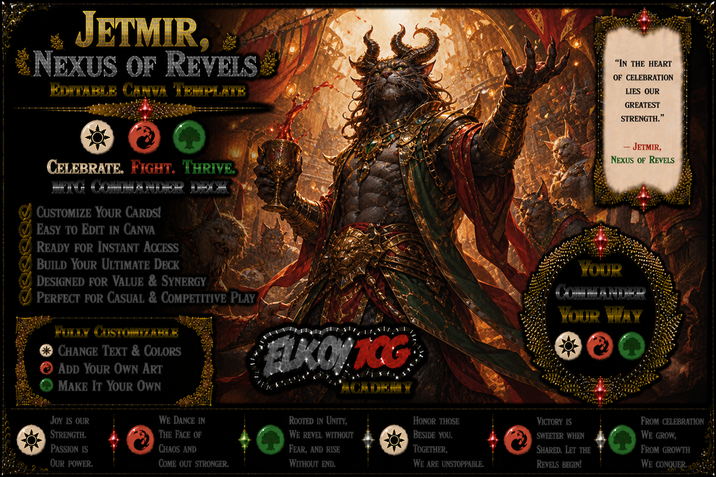 Jetmir, Nexus of Revels - Editable Canva Template - MTG Commander Deck