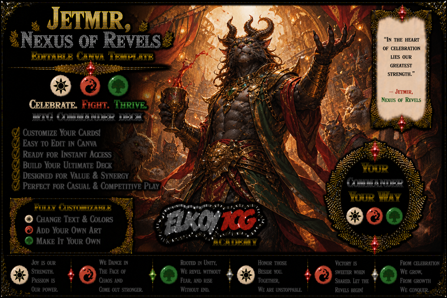 Jetmir, Nexus of Revels - Editable Canva Template - MTG Commander Deck