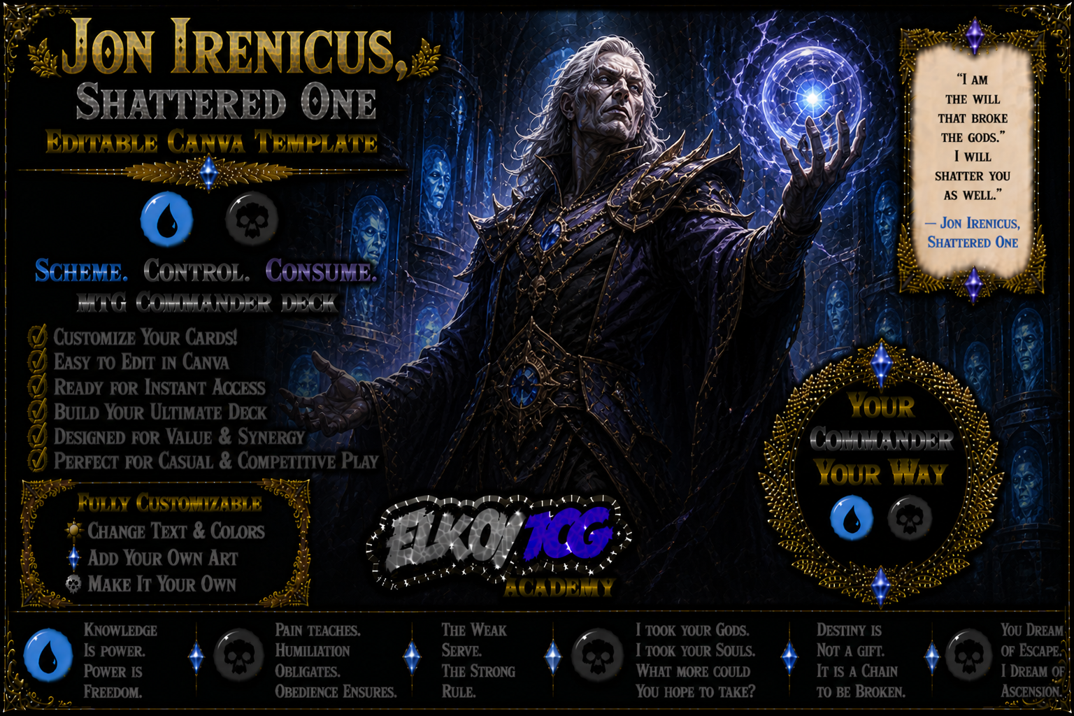 Jon Irenicus, Shattered One - Editable Canva Template - MTG Commander Deck