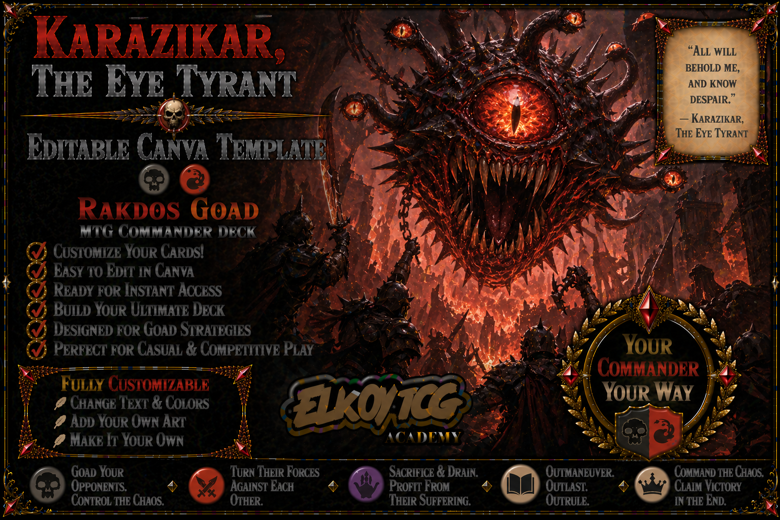Karazikar, the Eye Tyrant Canva Template — Rakdos Goad MTG Commander Deck