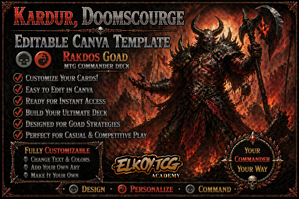 Kardur, Doomscourge Canva Template — Rakdos Goad MTG Commander Deck