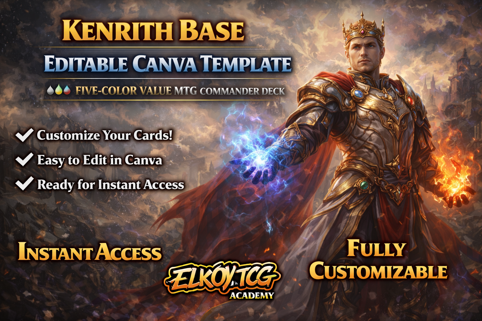 Kenrith base Canva Template — Five-Color Value MTG Commander Deck