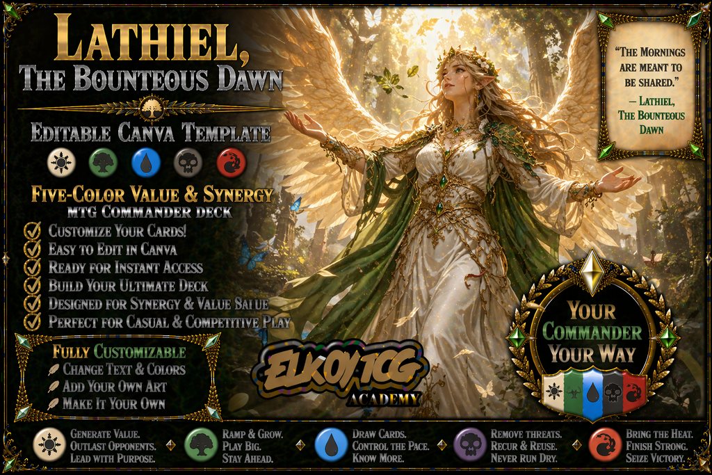 Lathiel, the Bounteous Dawn - Editable Canva Template - MTG Commander Deck