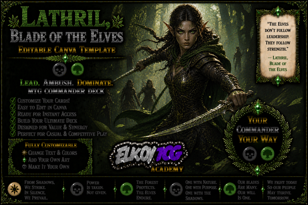 Lathril, Blade of the Elves - Editable Canva Template - MTG Commander Deck