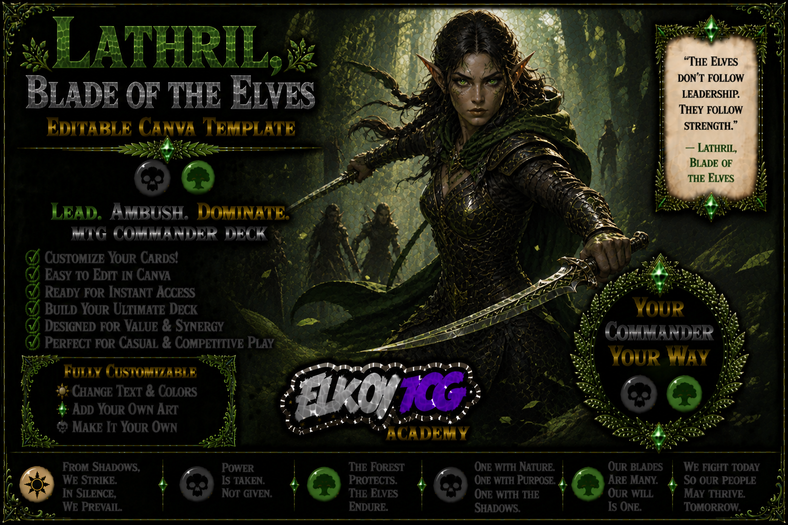 Lathril, Blade of the Elves - Editable Canva Template - MTG Commander Deck