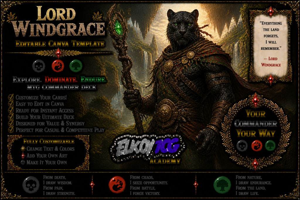 Lord Windgrace - Editable Canva Template - MTG Commander Deck