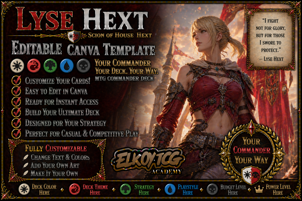 Lyse Hext - Editable Canva Template - MTG Commander Deck