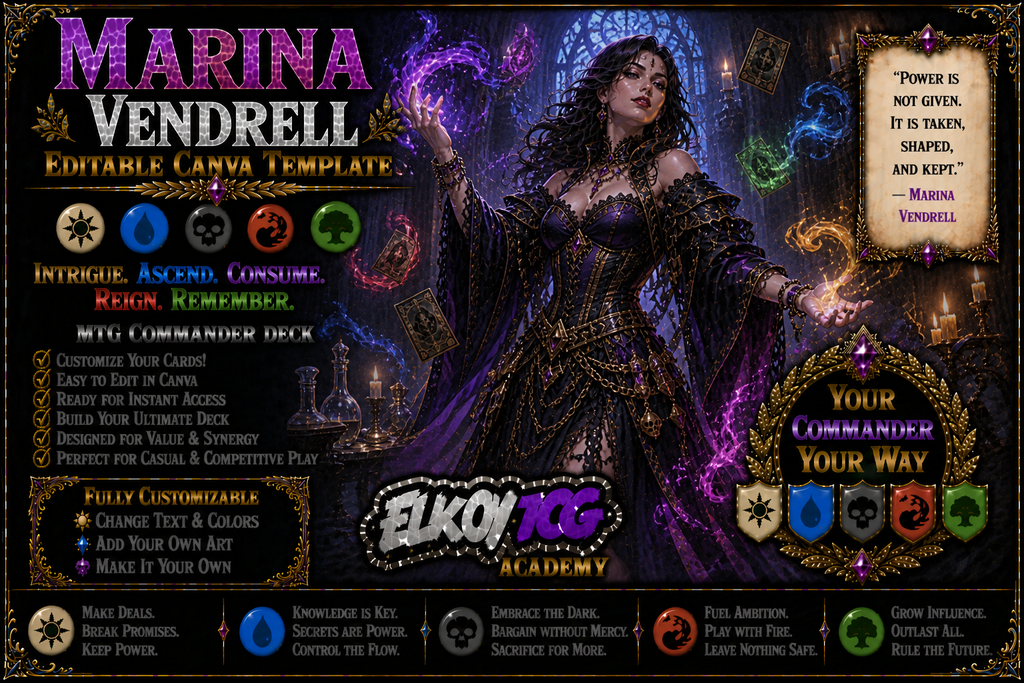Marina Vendrell - Editable Canva Template - MTG Commander Deck