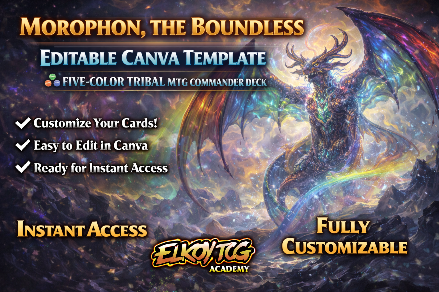 Morophon, the Boundless Canva Template — Five-Color Tribal MTG Commander Deck